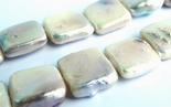 36  Unusual Square Silver-White Pearl Beads - Beautiful Shiny Luster