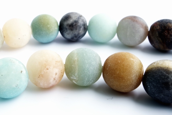 Spring-Green Black Amazonite Matte Beads - 6mm, 8mm or 10mm