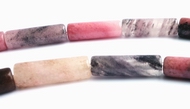 Beautiful Pink & Grey Rhodonite Tube Beads