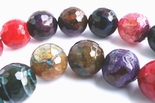 28 Large 14mm Faceted Deep-Rainbow Agate Beads - Heavy!