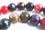 28 Large 14mm Faceted Deep-Rainbow Agate Beads - Heavy!