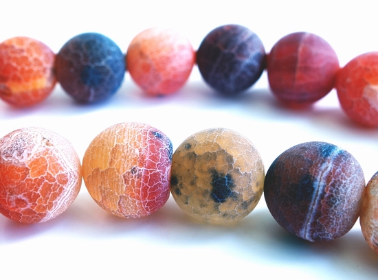 10mm Matte Deep-Red Fire Agate Beads