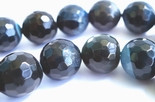 Large 12mm Grand Faceted Blue-Black Agate Beads