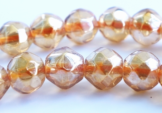 100 Gleaming Safron-Gold Faceted Crystal Beads