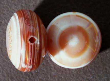 4 Dramatic Large 24mm Orange Sardonyx  Agate Button Beads