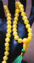 Chinese Yellow Jade Buddhist Mala Necklace