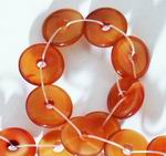 Gorgeous 14mm Carnelian Coin Bead Strand