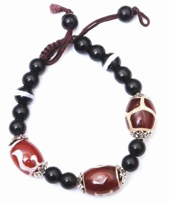 Magical Tibetan Dzi Agate & Onyx Bead Bracelet