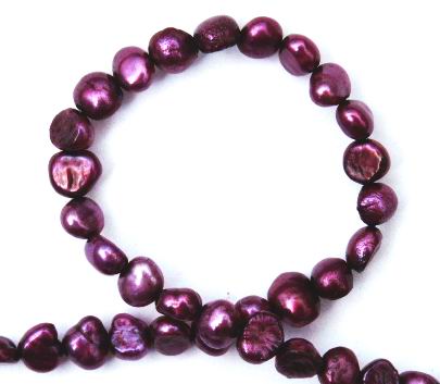 Dark Purple Biwa Pearl Strands - 4mm