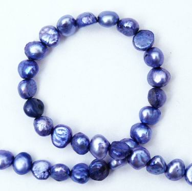 Gleaming Deep Ocean Blue Biwa Pearls - 6mm
