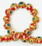 Beautiful Red & Yellow  Lampwork Bead Strand