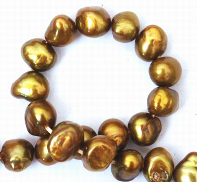 Bright Gold Chinese Biwa Pearl Strand