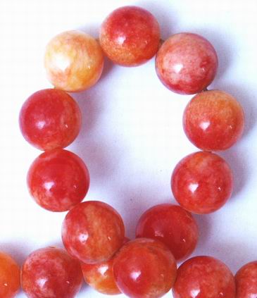 Large 10mm Yellow & Orange Candy Jade Bead Strand