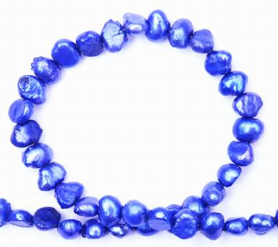 Vivid Oriental Electric Blue Biwa Pearls