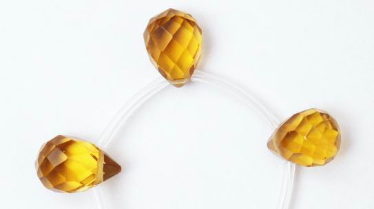 Faceted Citrine Teardrop Bead Strand - Large