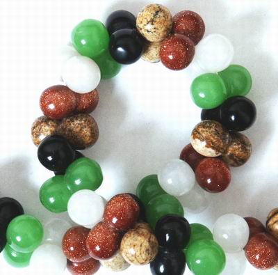 Unusual Double Bead Strand - Jade, Jasper, Onyx, Goldst