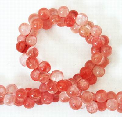 Unusual Strawberry Quartz Double Bead Strand