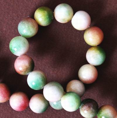 Alluring Green, White & Pink Jade Beads