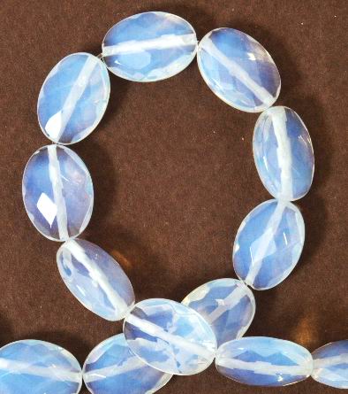 Unusual Faceted Opalite Moonstone Bean Beads