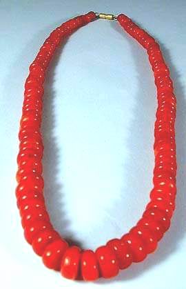 Lavish Hot Red Coral Bead Necklace