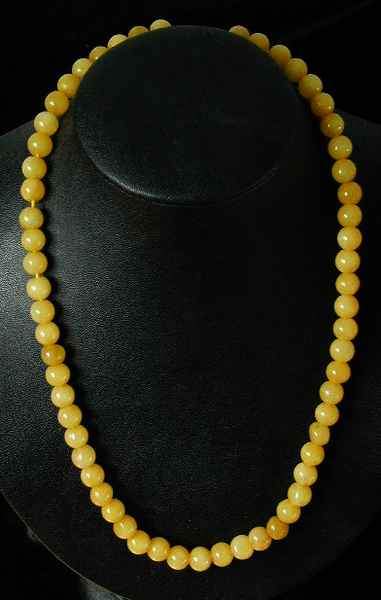 Vibrant Yellow Jade Bead Necklace