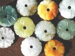 6 Unusual Chinese Jade Flower Beads