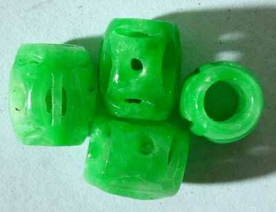 10 Decorative Carved Chinese Jade Barrel Beads