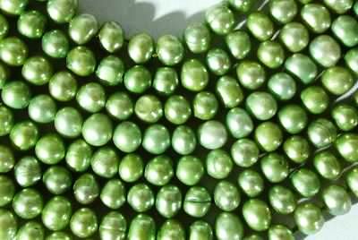 Unusual 5mm Pea-Green Pearls
