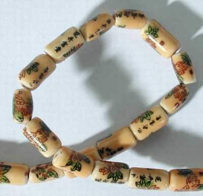 Unusual Chinese Poem Tube Bead Strand