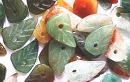 30 Chinese Jade Leaf Beads - unusual