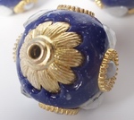 Magical Blue & Gold 25mm Cloisonne Bead