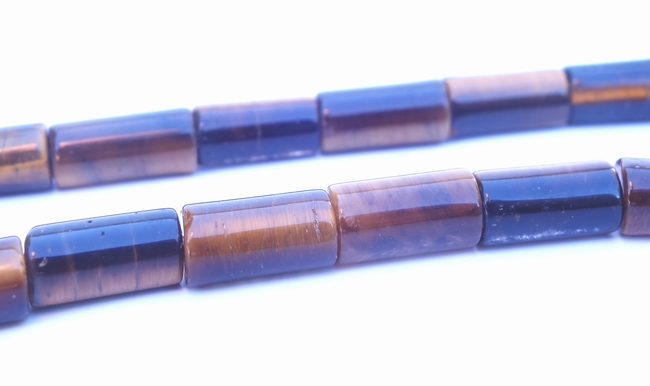 Golden-Brown Tiger Eye Tube Beads - 10mm x 5mm