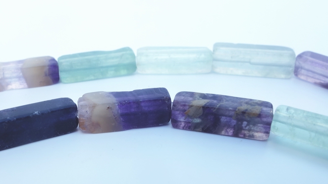 Magical Fluorite Cubed Tube Beads - 13mm x 4mm