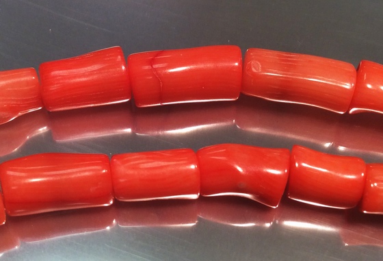 Chunky Flamingo Red Bamboo Coral Beads