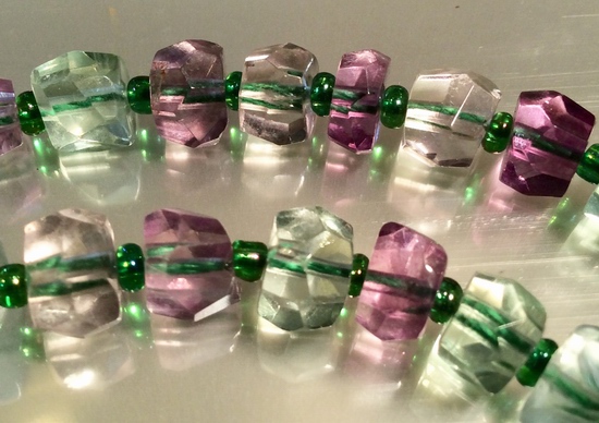 Sparkling Faceted Rainbow Flourite Diamond Beads