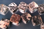 23 Flat-Square Matt Pink Zebra Jasper Beads