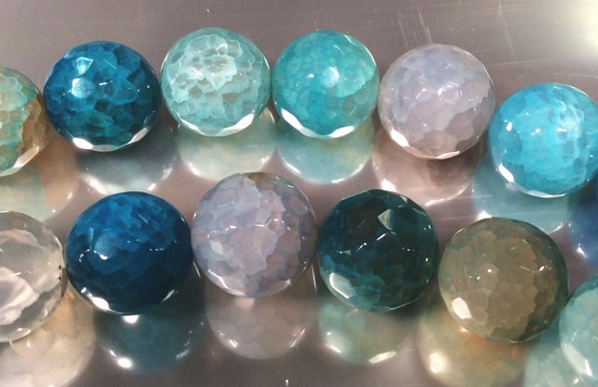 28 Amazing Large Faceted 14mm Cyan Fire Agate Beads