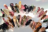130 Shiny Fancy-Drop Tourmaline Beads - Pink, Green & Black