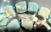 17 Massive Aquamarine-Green Matte Amazonite Nugget Beads - Heavy!