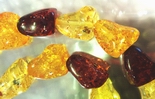 27 Large Pyramid 2-Tone Amber Beads