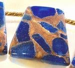 14 Amazing Cleopatra Blue & Gold Trapezoid Lapis Beads