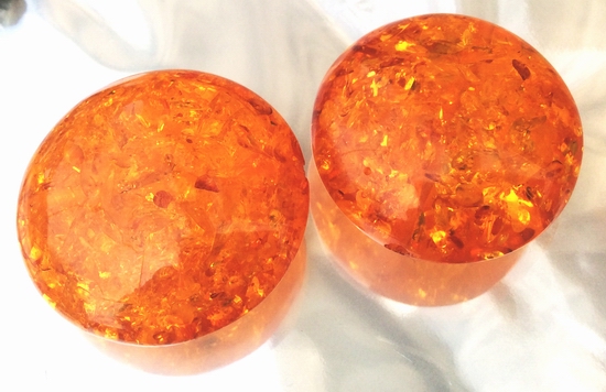 2 Massive Marmalade-Yellow  Amber Beads - 36mm x 20mm