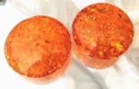 2 Massive Marmalade-Yellow Amber Beads - 36mm x 20mm