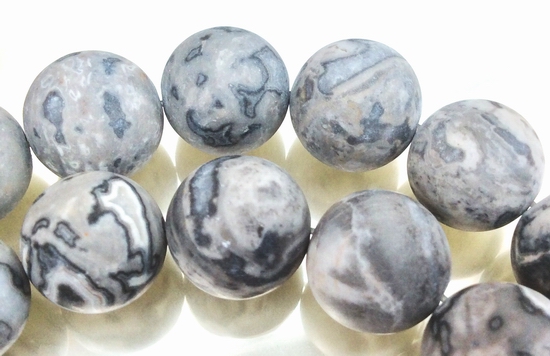 33 Cloud Grey Matte Jasper Beads - Large 12mm