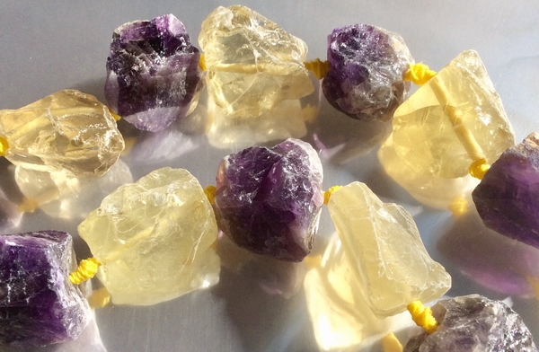 Huge Matte Amethyst & Pineapple Quartz Rough-Cut Nuggets - Heavy!