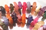 46 Shiny Rainbow Fire Agate Teardrop Beads - Middle-Drill