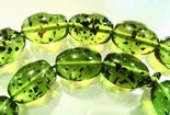 22 Large Forest-Green Amber Barrel Beads