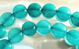 26 Aquamarine Blue Jade Button Beads
