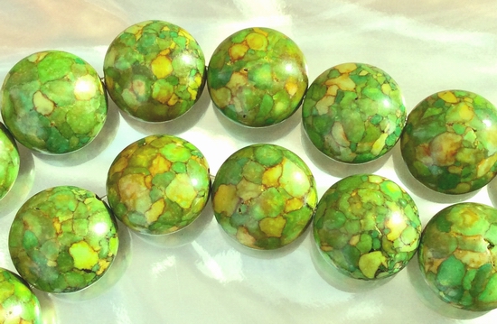 25 Large Mosaic Green Turquoise Button Beads