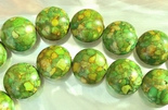 25 Large Mosaic Green Turquoise Button Beads